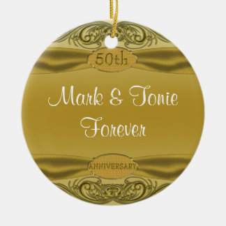 Adorno De Cerámica Aniversario de boda de oro de las volutas 50.as