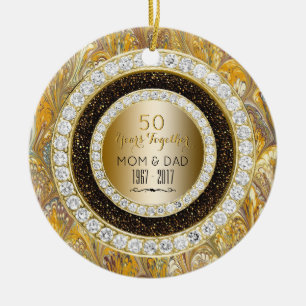 Adorno De Cerámica Aniversario de boda del oro 50.o de los diamantes