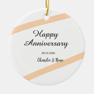 Adorno De Cerámica aniversario de boda feliz nombre líneas pastel nar