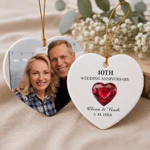 Adorno De Cerámica Aniversario de Bodas 40 Personalizado Foto de Pare