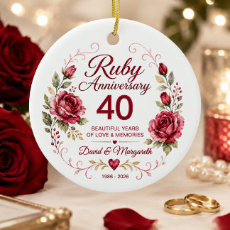 Adorno De Cerámica Aniversario de bodas personalizado de 40 años de r