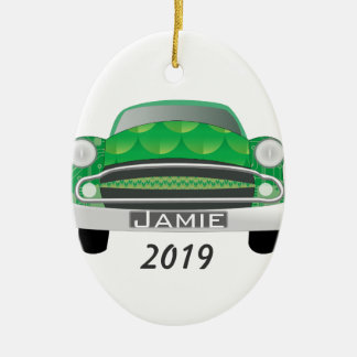Adorno De Cerámica Aniversario de Green Mean Retro Car Boy