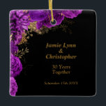 Adorno De Cerámica Aniversario del Boda de la Púrpura Floral Ornament<br><div class="desc">Celebra tu amor y compromiso con este hermoso adorno de aniversario de bodas florales. Puede ser personalizado con sus nombres y fecha de boda,  o con cualquier otro mensaje que elija.</div>