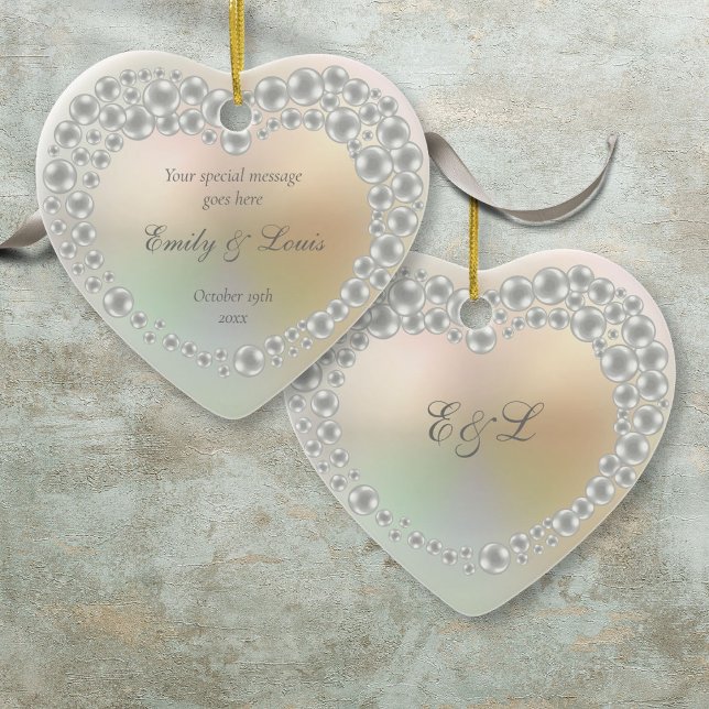 Adorno De Cerámica Aniversario del Monograma Boda Personalizado (Personalized Wedding Monogram Anniversary Ceramic Ornament)