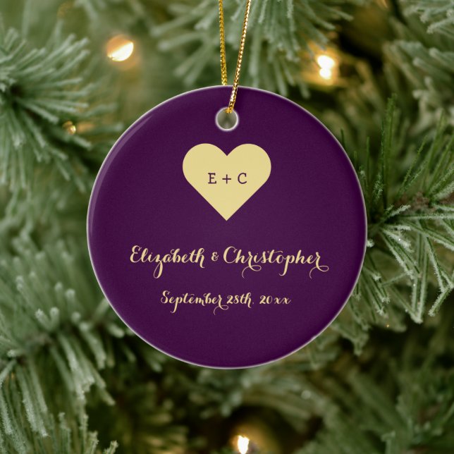 Adorno De Cerámica Aniversario del personalizado Boda del Corazón Nue (Árbol)