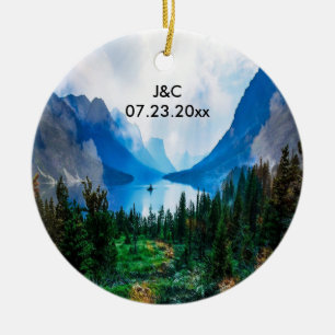 Adorno De Cerámica Aniversario escénico de la naturaleza de las