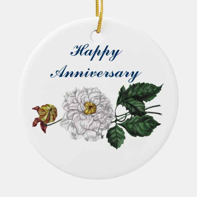 Adorno De Cerámica Aniversario, Magnolia florecimiento (Frente)
