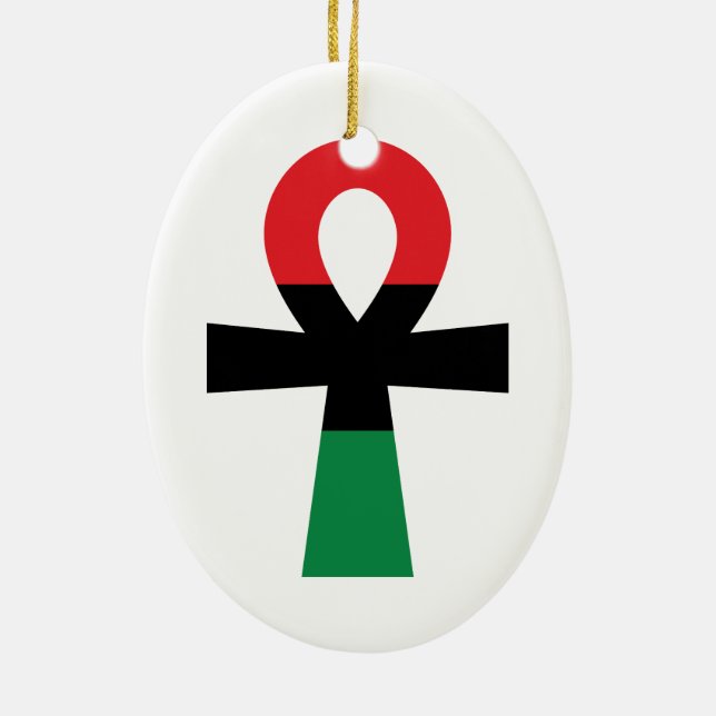 Adorno De Cerámica Ankh rojo, negro y verde (Atrás)