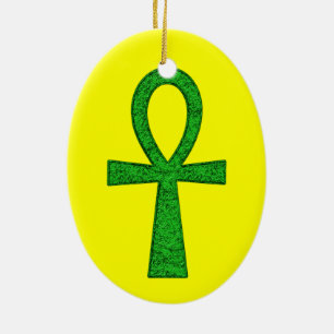 Adorno De Cerámica Ankh verde