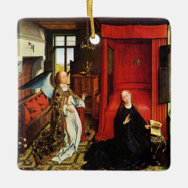 Adorno De Cerámica ANNUNCIACIÓN ANGEL Archangel Gabriel y Virgin (Anverso)