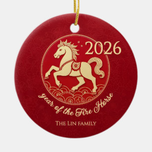 Adorno De Cerámica Año 2026 del Caballo de Fuego Personalizado Famili
