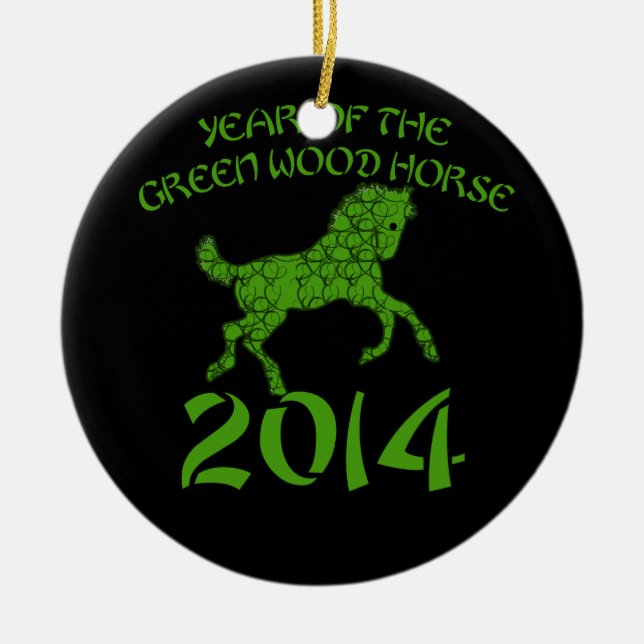 Adorno De Cerámica Año chino del caballo de madera verde (Frente)