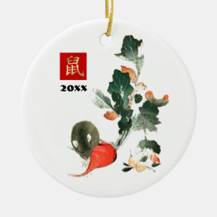 Adorno De Cerámica Año de la Rata en China  Regalo de año Personali