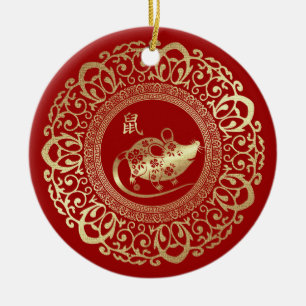 Adorno De Cerámica Año de la Rata en China  Regalo de año Personali