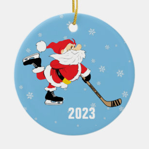 Adorno De Cerámica Año de los Santa Navidades de Hockey sobre patines