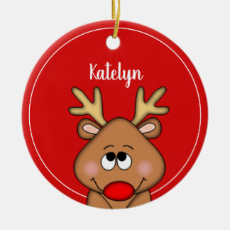 Adorno De Cerámica Año de Navidad de los renos personalizados