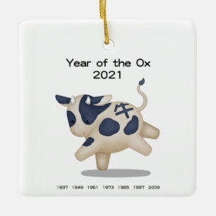 Adorno De Cerámica Año del animal Ox Cute Zodiac 2021
