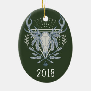 Adorno De Cerámica Año del Boho Skull Keepsake