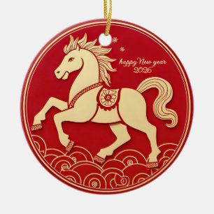 Adorno De Cerámica Año del Caballo 2026 Año Nuevo Chino