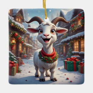 Adorno De Cerámica 🎄 Año del Cabrito 2027 Idea de Regalo de Navidad 