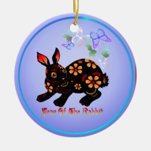 Adorno De Cerámica Año del conejo en Negro-Ornamentos