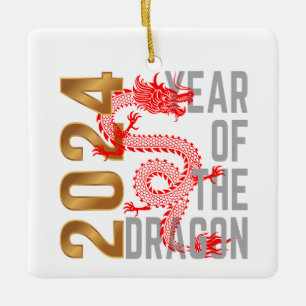 Adorno De Cerámica Año del Dragón Año 2024 zodiaco chino
