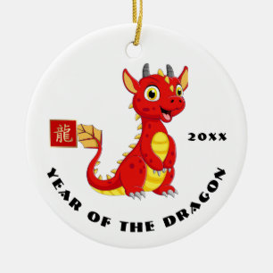 Adorno De Cerámica Año del dragón chino   Regalo de Año Personalizado