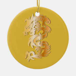 Adorno De Cerámica Año del dragón en oro