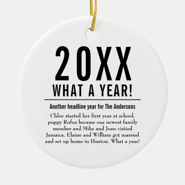 Adorno De Cerámica Año Familiar Divertido En Revisión De La Nochebuen (Frente)