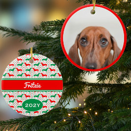 Adorno De Cerámica Año fotográfico Dachshund personalizado