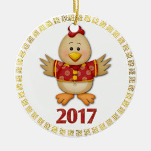 Adorno De Cerámica Año llevado personalizado del gallo 2017