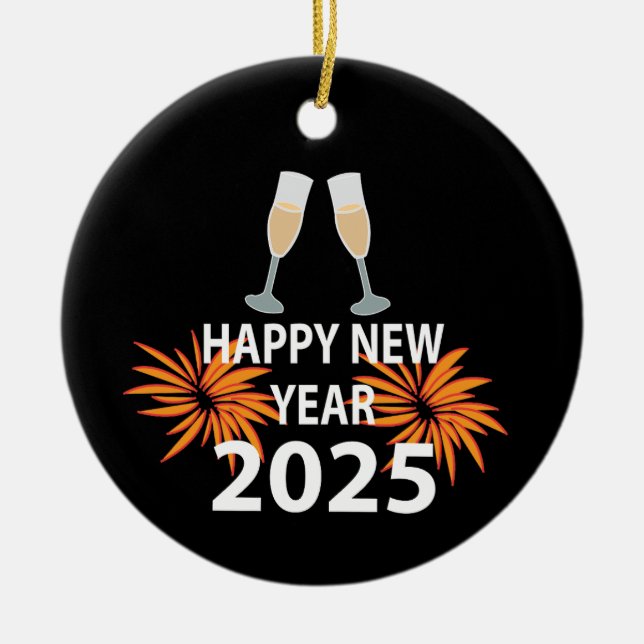 Adorno De Cerámica Año Nuevo 2025 Feliz Año Nuevo (Frente)