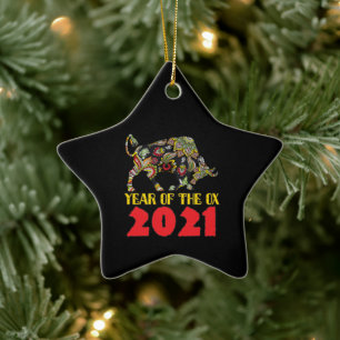 Adorno De Cerámica Año Nuevo Chino 2021 - Año Del Oxi