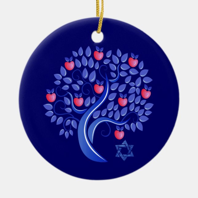 Adorno De Cerámica Año Nuevo judío | Año Personalizado Rosh Hashanah (Frente)