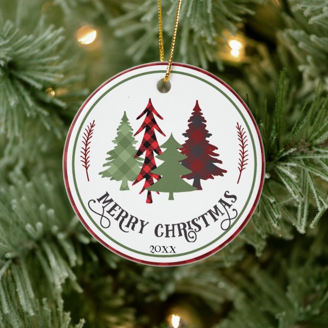 Adorno De Cerámica Año personalizado Árboles navideños personalizados (Árbol)