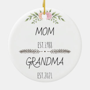 Adorno De Cerámica Año Personalizado de la abuela Est de mamá perso