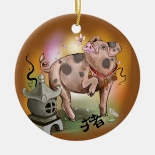 Adorno De Cerámica Año zodiaco chino del cerdo