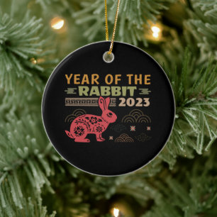 Adorno De Cerámica Año Zodiaco Chino del Conejo 2023