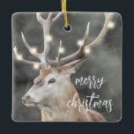 Adorno De Cerámica Antárticos brillantes de Elk Rústicos Vacaciones<br><div class="desc">Una alce con brillantes luces de árbol en cornisas,  decoración rústica de temática animal de vacaciones.</div>