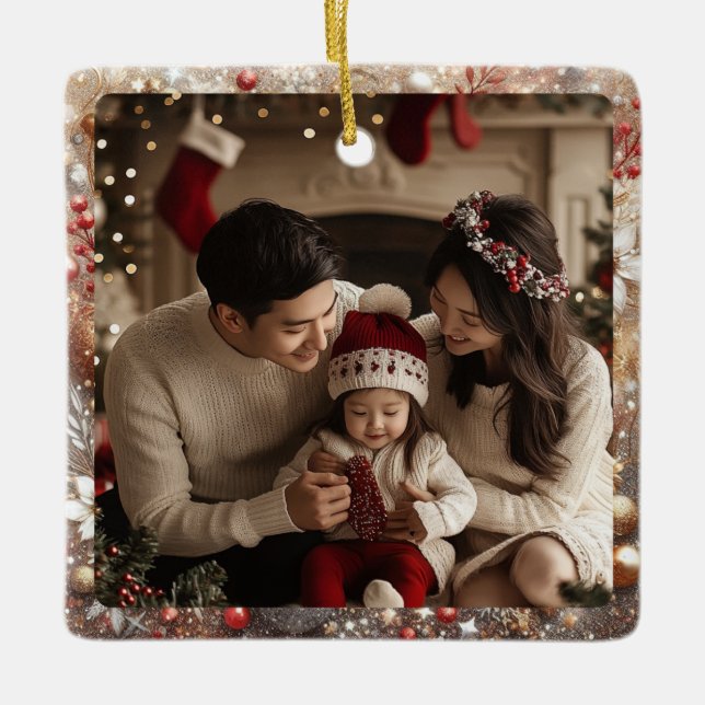 Adorno De Cerámica Antecedentes de los navidades | Foto mínima famili (Anverso)