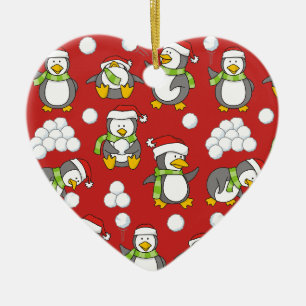 Adorno De Cerámica Antecedentes de pingüinos navidades