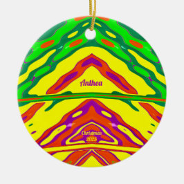 Adorno De Cerámica ANTHEA ~ NAVIDADES 3D Rojo Amarillo Verde 2025 ~