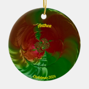 Adorno De Cerámica ANTHEA ~ Navidades rojos y verdes brillantes 2024