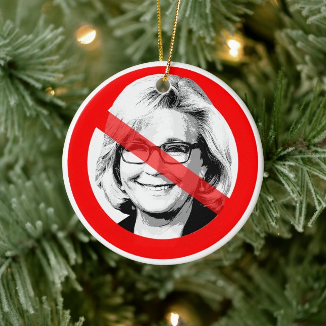 Adorno De Cerámica Anti Liz Cheney cruzó la cara (Árbol)