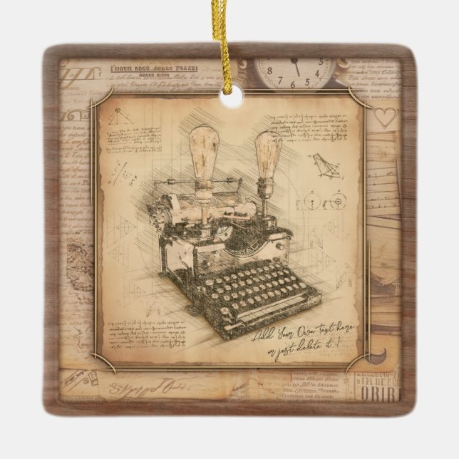 Adorno De Cerámica Antigua máquina de escribir. Regalo de autor/escri (Anverso)