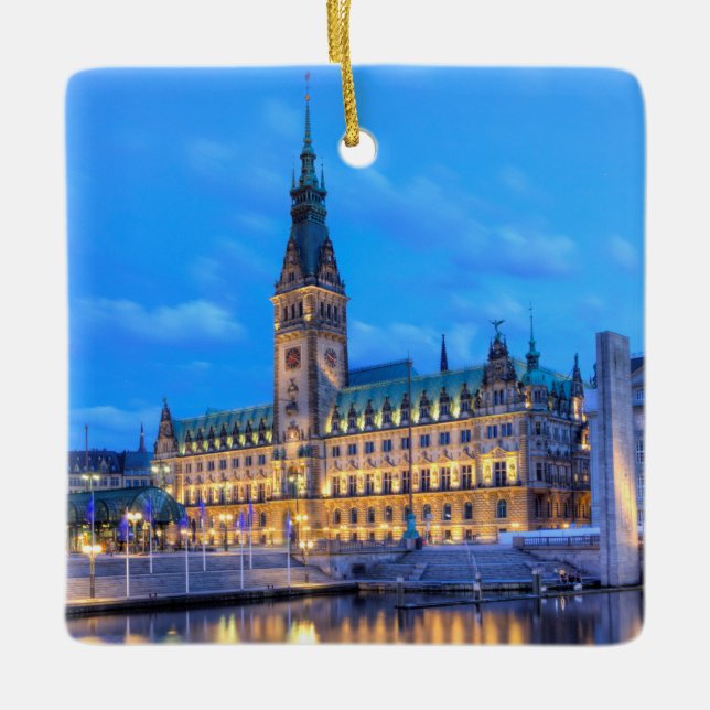 Adorno De Cerámica Antigua municipalidad de Rathausmarkt en Hamburgo, (Anverso)