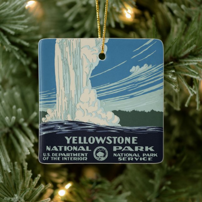Adorno De Cerámica Antiguo creyente en el Parque Nacional Yellowstone (Árbol)
