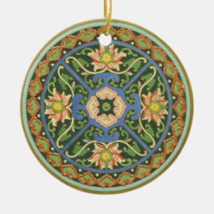 Adorno De Cerámica Antiguo patrón chino de cloisonné: jade verde