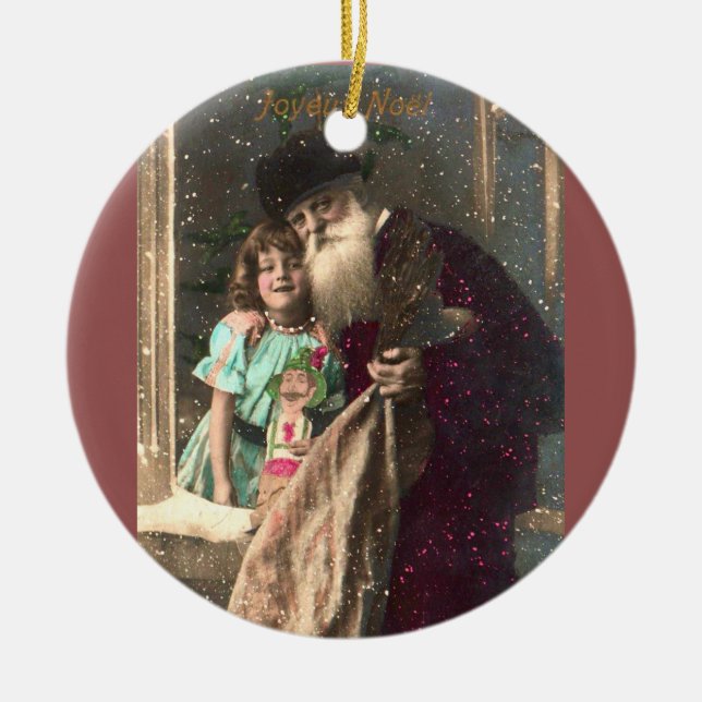 Adorno De Cerámica Antiguo Santa y Navidades Chicas (Frente)