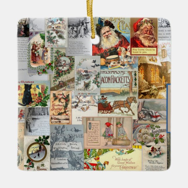 Adorno De Cerámica Antiguos Navidades victorianos Arte de Collage Eph (Anverso)